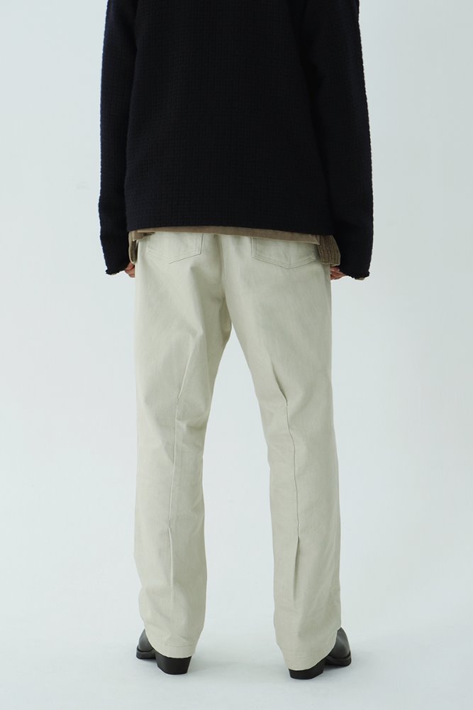 [nought] Cut Off Twill Pants / Olive Grey