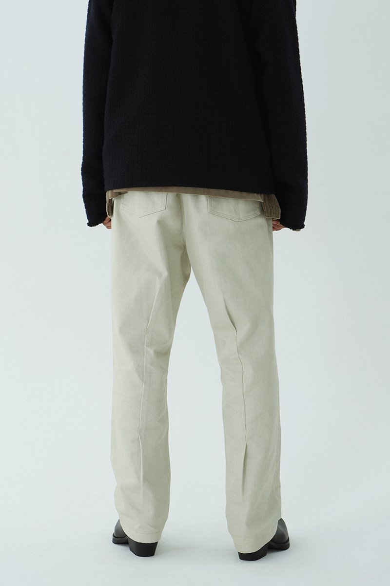 [nought] Cut Off Twill Pants / Olive Grey