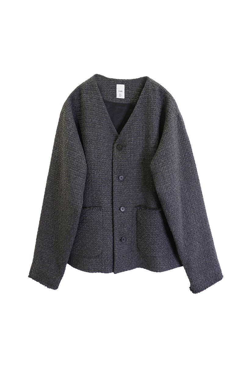 [nought] Weaving Wool Cardigan Jacket / Charcoal