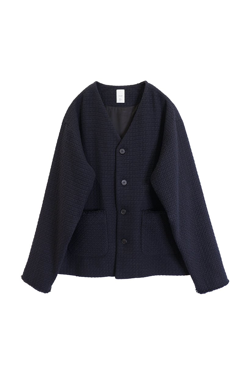 [nought] Weaving Wool Cardigan Jacket / Navy