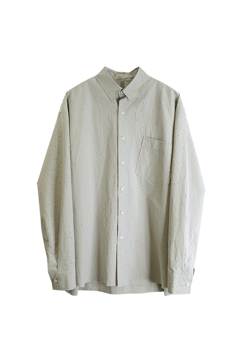 [nought] Irregular Punching Shirt / Khaki Grey