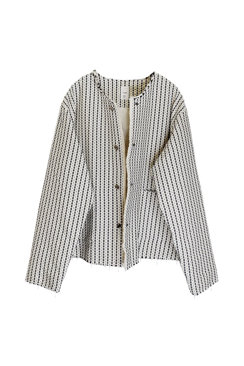 [nought] Contrast Cord Raw Cut Jacket / Ivory