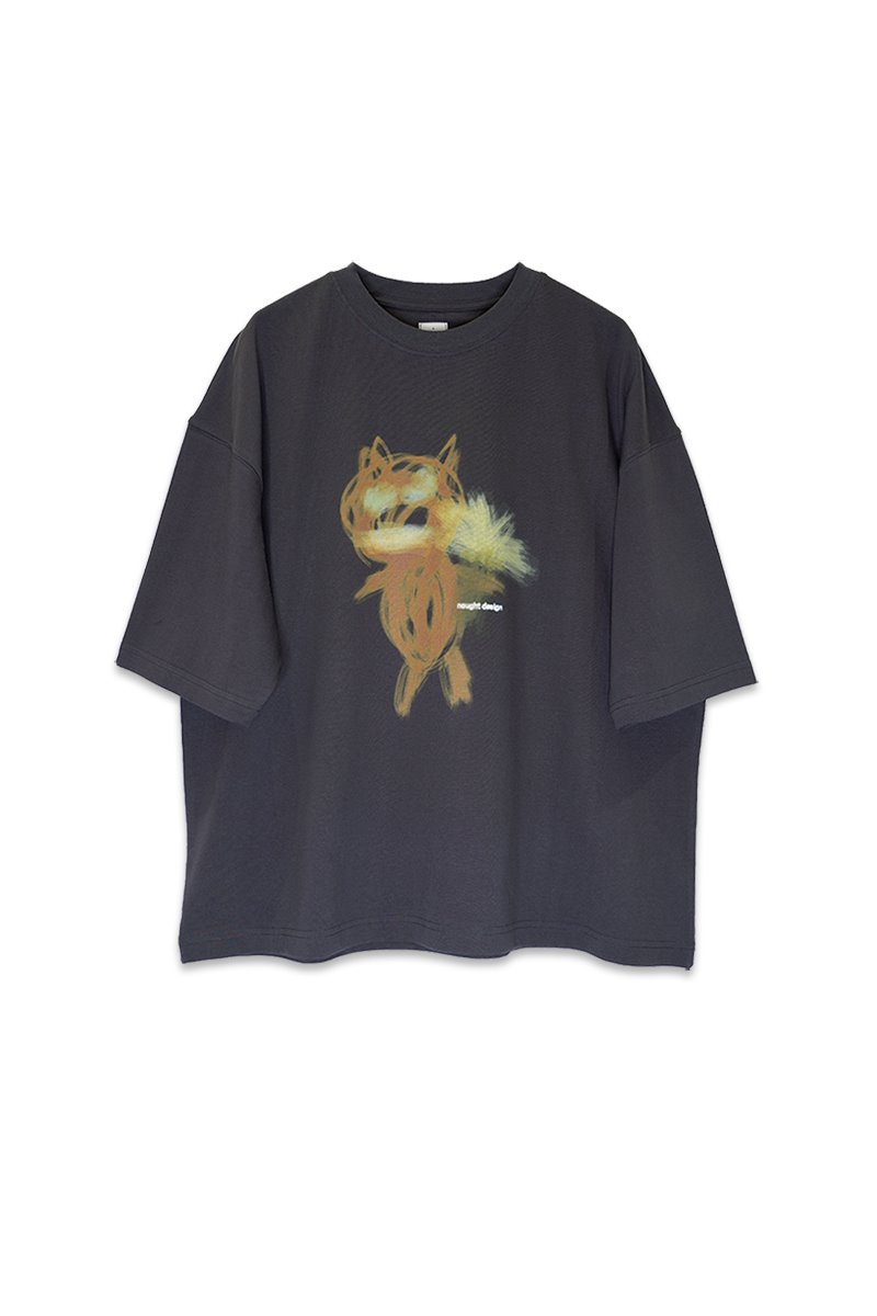 [nought] Odd Cat T-Shirt / Charcoal (RESTOCK)