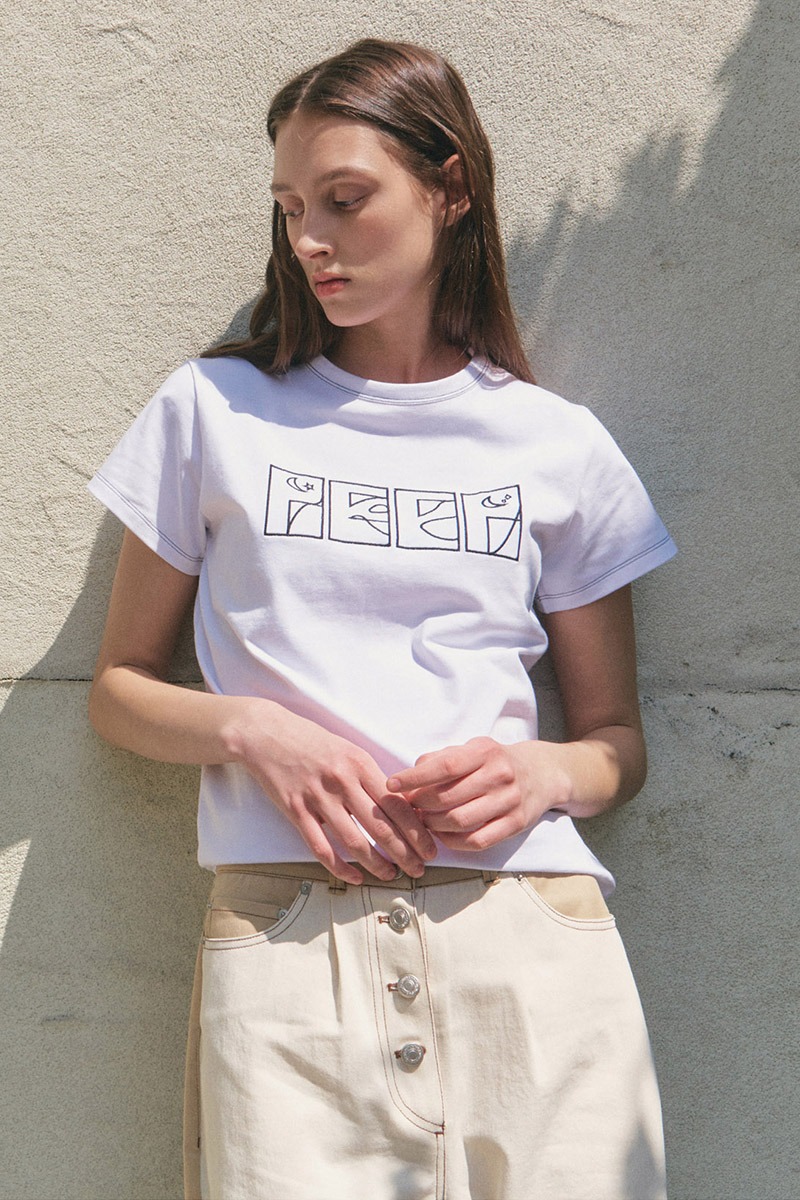 [PEEP] Embroidery T- Shirt / White
