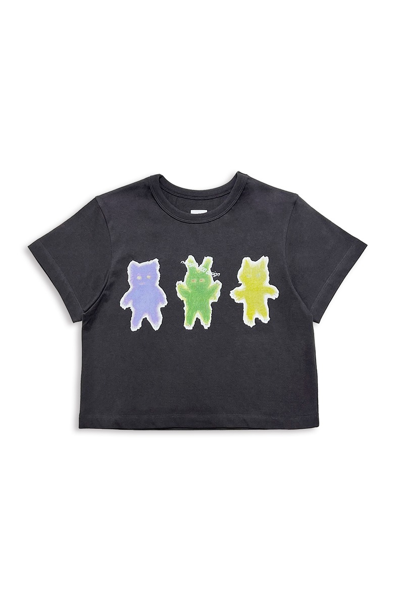 [nought] Odd Toys  Crop T-Shirt / Charcoal