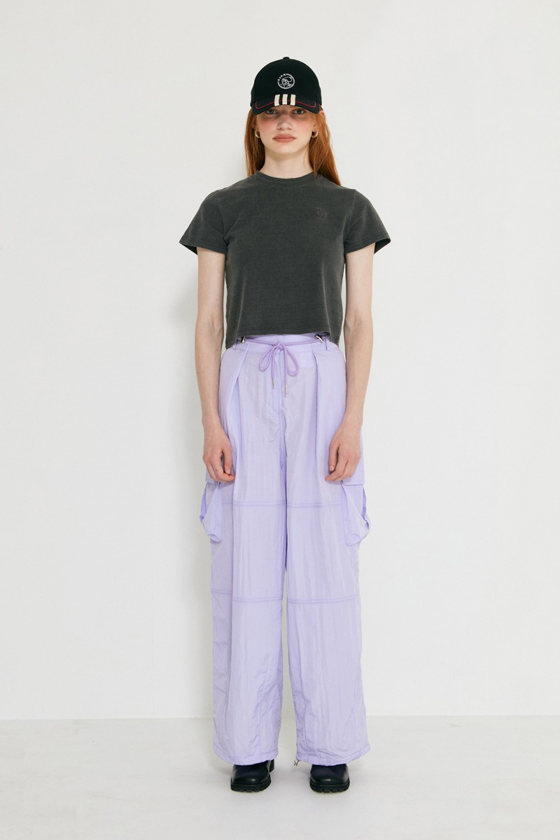 [rennesmia] Wide Nylon Cargo Pants / Purple