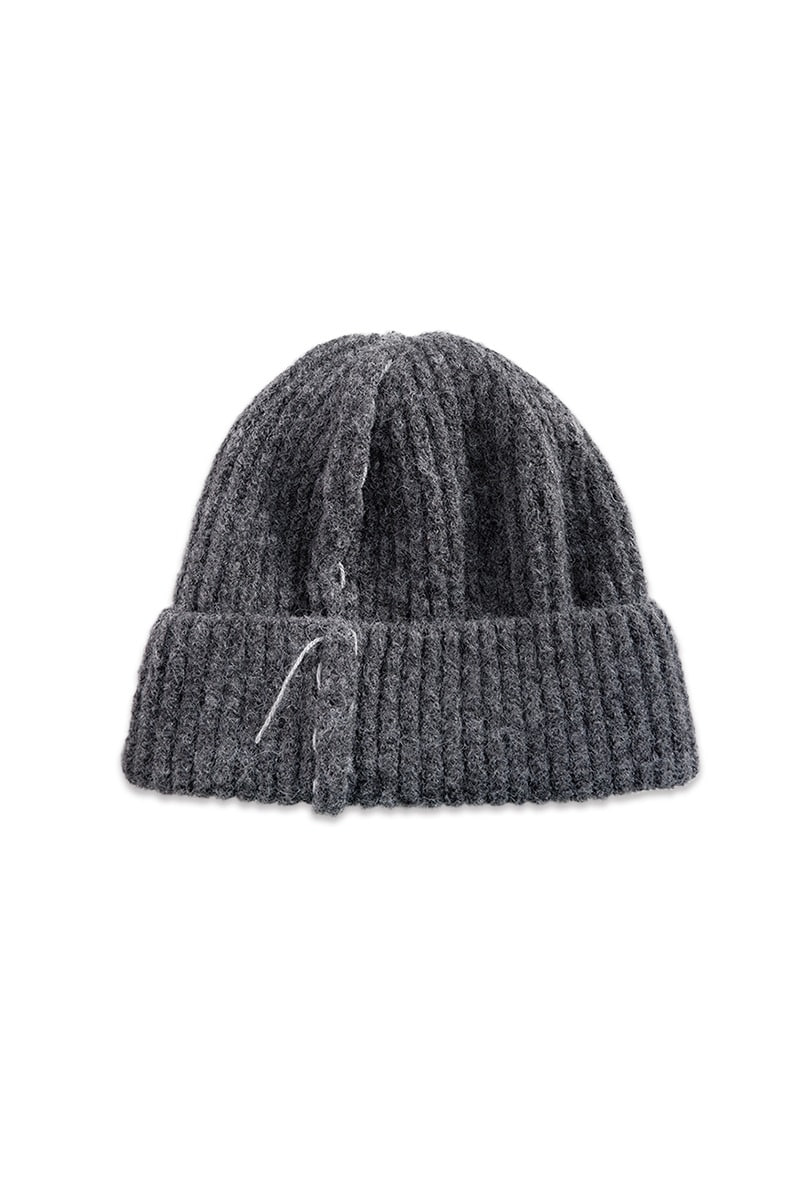[nought] Seam Out Hand Stitch Beanie / Charcoal